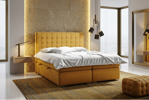 Box spring bed hotel double 160x200 cm luxury beds upholstery bed box function