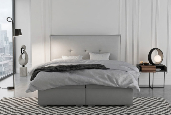 Box spring bed hotel double textile gray luxury beds upholstered storage bed function