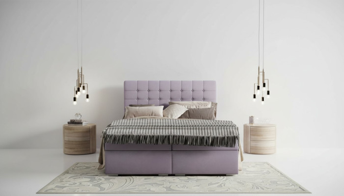 Complete Set Mattress & Topper Box Spring Bed Pink Upholstered 180x200cm