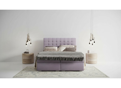 Complete Set Mattress & Topper Box Spring Bed Pink Upholstered 180x200cm