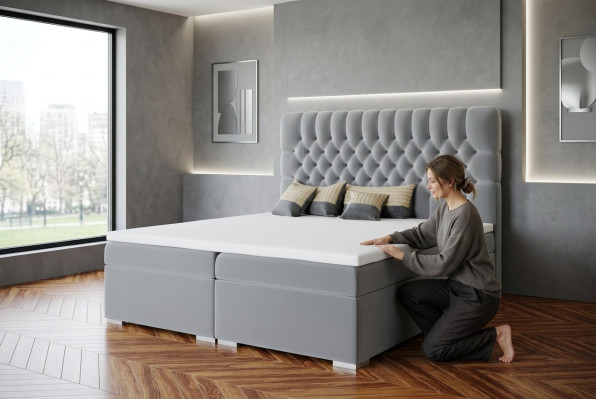 Box spring bed hotel double Chesterfield luxury beds upholstery box function