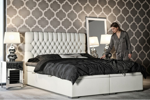 Box spring bed hotel double Chesterfield luxury beds upholstered box function