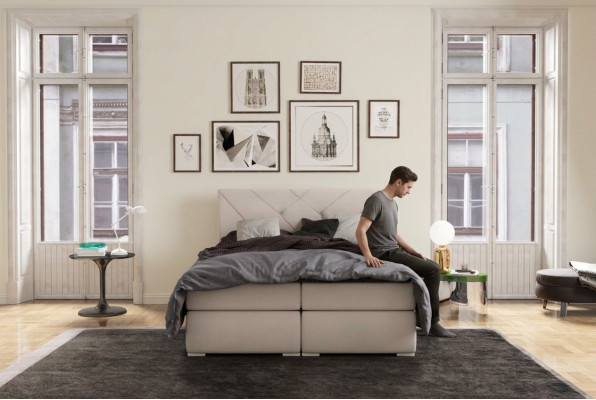 Modern box spring beds hotel double luxury bed upholstery box function leather