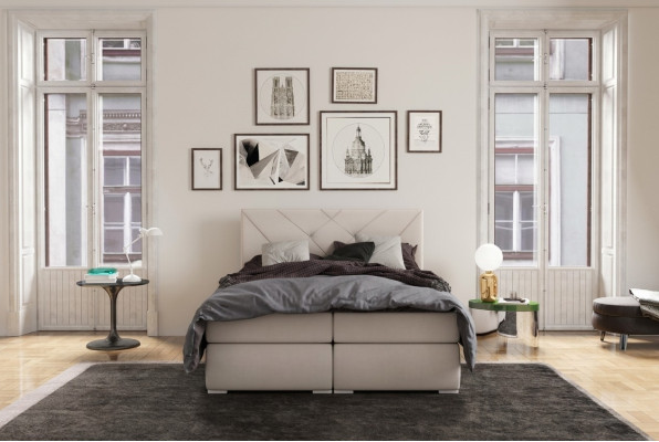 Modern box spring beds hotel double luxury bed upholstery box function leather