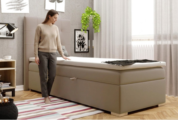 Luxury Box Spring Bed Hotel Beds Upholstered Functional Bed Frame 90x200cm
