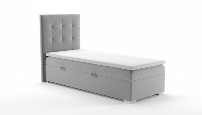 Luxury Box Spring Bed Hotel Beds Upholstered Function Bed Storage 90x200cm Gray New