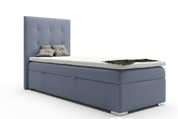 Luxury box spring bed, hotel beds upholstered functional bed frame 90x200cm blue new