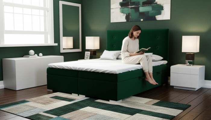Box spring bed hotel double complete set mattress topper bed function box