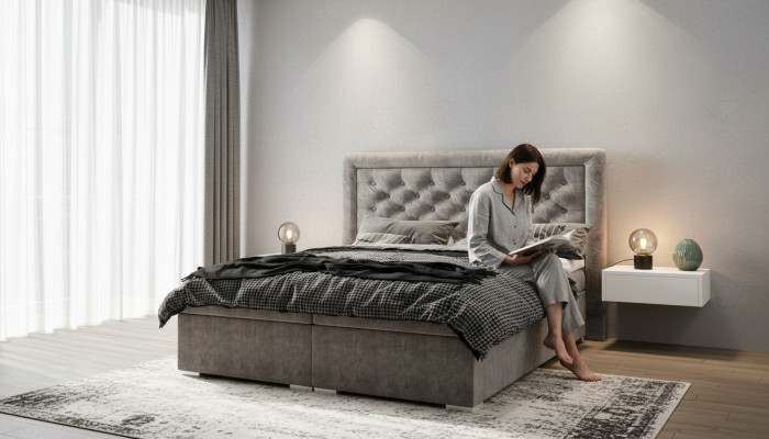 Bedroom Chesterfield Boxspring Bed Double Beds Upholstered Box Function