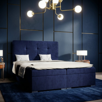 Blue box spring bed hotel double luxury beds upholstered bed box function new