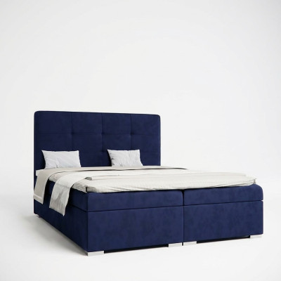 Blue box spring bed hotel double luxury beds upholstered bed box function new