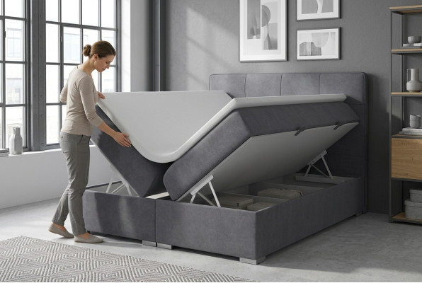 Box spring bed hotel double velvet textile luxury beds upholstered bed box function