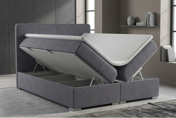 Box spring bed hotel double velvet textile luxury beds upholstered bed box function