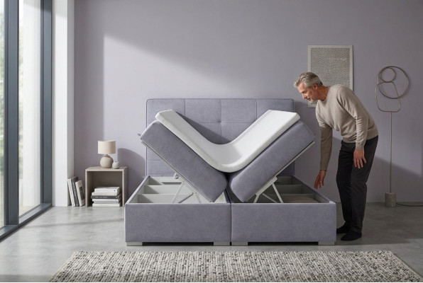 Box spring bed hotel double textile luxury beds upholstered bed box function new