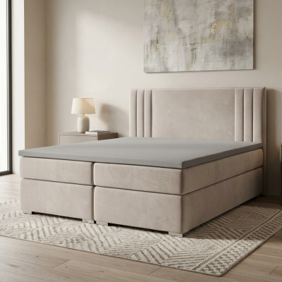 Box spring bed hotel double bed luxury beds upholstered function storage box beige