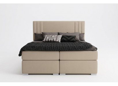 Box spring bed hotel double beige textile luxury beds padding box function