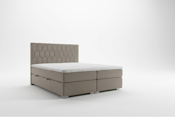 Box spring bed hotel luxury beds upholstery function box beige double 180x200