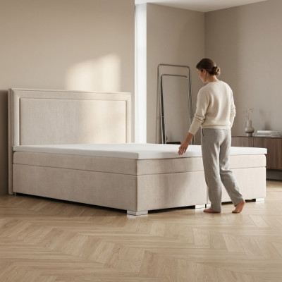 Box spring bed hotel double luxury beds upholstered storage bed function 180x200 cm