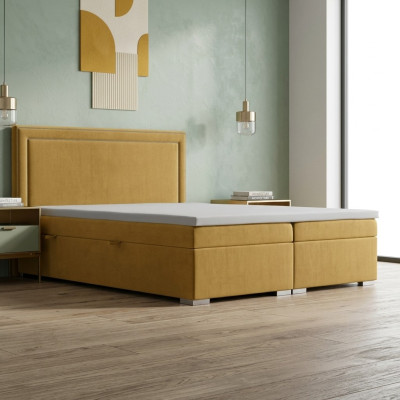 Box spring design bed hotel double beds luxury upholstered bed box function yellow