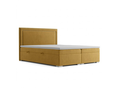 Box spring design bed hotel double beds luxury upholstered bed box function yellow
