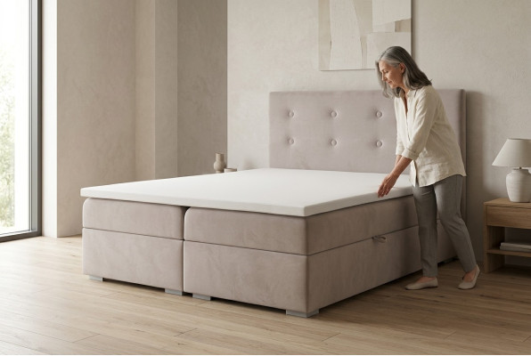 Bed frame function box spring hotel double complete set topper mattress beds