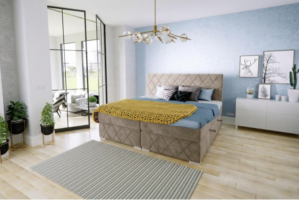 Box spring bed complete set double mattress topper beds function box hotel