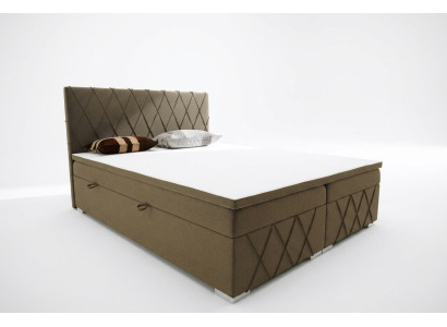 Box spring bed hotel double velvet luxury beds upholstered bed frame function brown