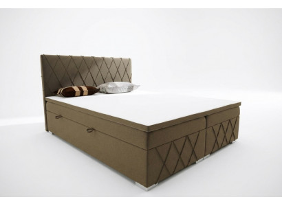 Box spring bed hotel double velvet luxury beds upholstered bed frame function brown