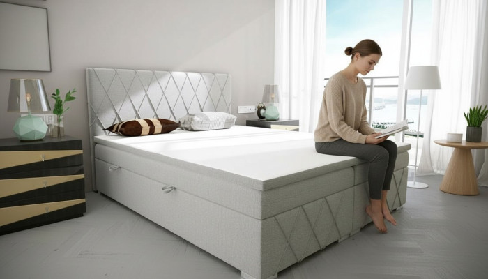 Box spring bed hotel double bed textile luxury beds upholstered bed frame function