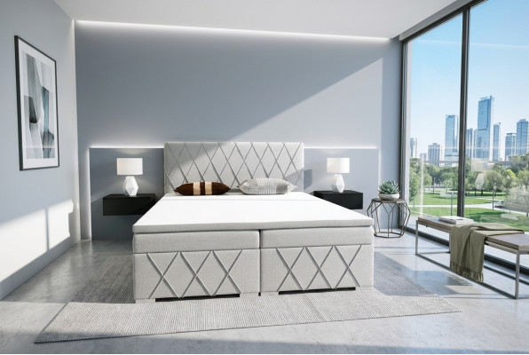 Box spring bed hotel double bed textile luxury beds upholstered bed frame function