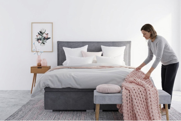 Modern hotel box spring beds double luxury bed upholstery box feature fabric