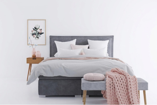 Modern hotel box spring beds double luxury bed upholstery box feature fabric