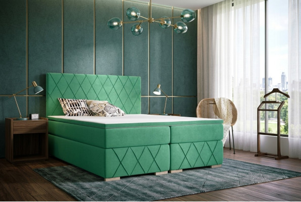 Box spring bed complete set with mattress & topper luxury upholstered textile beds