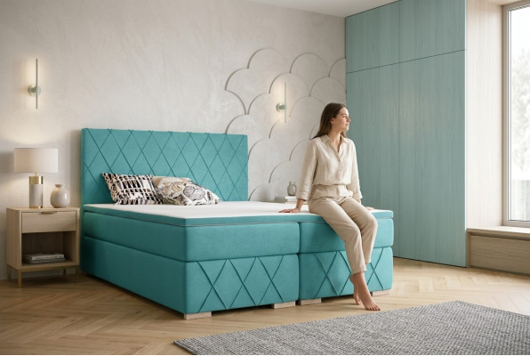 Complete Set Mattress & Topper Box Spring Bed Luxury Upholstered 140x200cm Beds