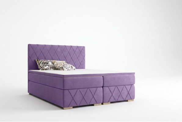Complete Set Mattress & Topper Box Spring Bed Purple Upholstery 180x200cm Beds