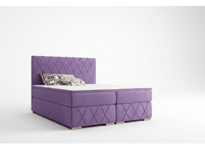 Complete Set Mattress & Topper Box Spring Bed Purple Upholstery 180x200cm Beds