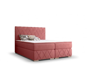 Complete Set Mattress & Topper Box Spring Bed Pink Upholstery 180x200cm Beds New