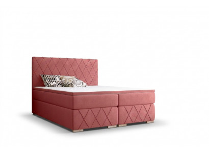Complete Set Mattress & Topper Box Spring Bed Pink Upholstery 180x200cm Beds New