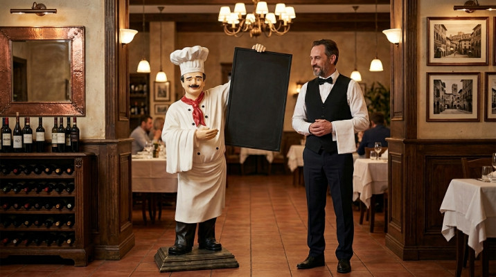 Chef figure statue sculpture advertising figure menu board stand-up display menu