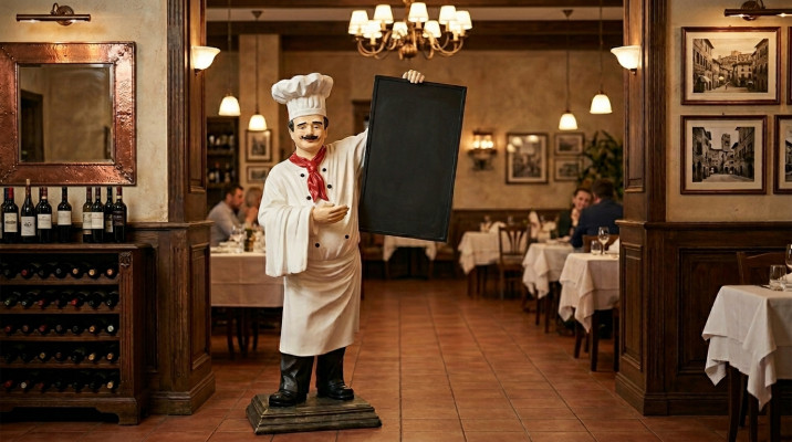 Chef figure statue sculpture advertising figure menu board stand-up display menu