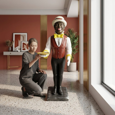 Butler figure statue figures statues sculpture restaurant hotel 95cm shelf new