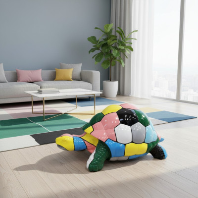 Abstract designer figure living room modern statue colorful painted turtle 109cm