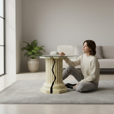 Roman design coffee table round side table column living room furniture tables