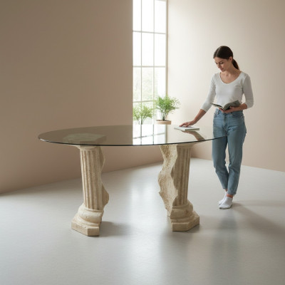 Roman design coffee table round column living room furniture tables side table