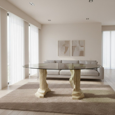 Roman design coffee table round column living room furniture tables side table