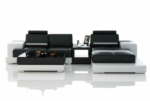 Leather sofa corner sofa with USB, design seating upholstery suite living landscape 2725B
