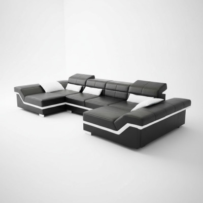 XXL leather sofa with USB corner sofa living landscape big couch leather suite upholstery new