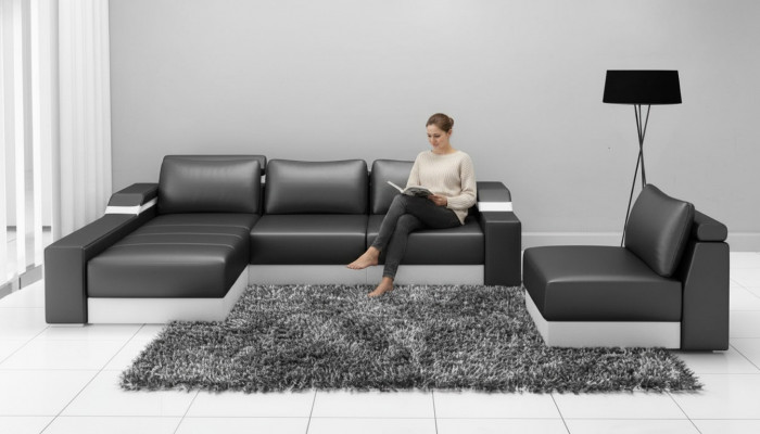 Corner sofa corner sofa with USB upholstery leather set living area chaise lounge