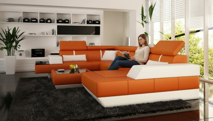 Leather sofa + USB sofa corner sofa sectional leather couch upholstery corner NEW living landscape