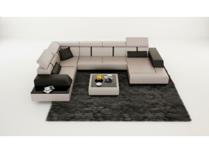 Leather sofa + USB living landscape sofa corner sofa corner leather couch poster corner couch new